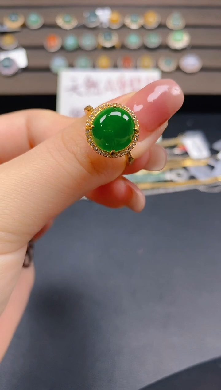 翡翠戒指银S925镶嵌84