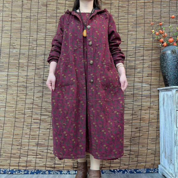 619-606-609加厚连帽中长款风衣保暖外套