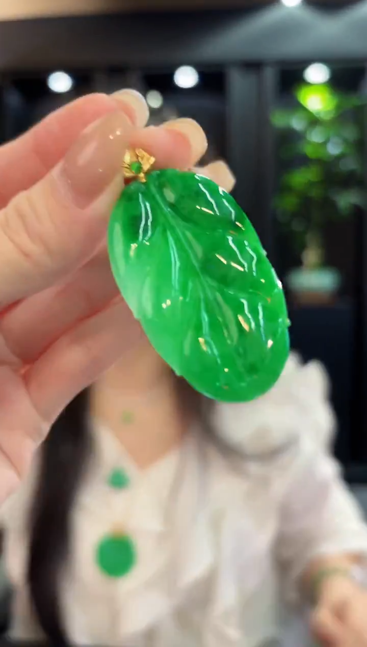 吊坠(不含链)18K金镶嵌翡翠 缅料A货/支持复检/一件