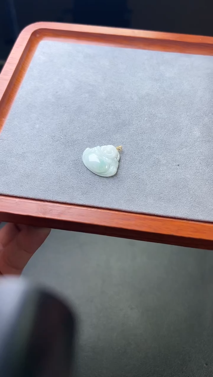 【闪购商品】翡翠吊坠(不含链)18K金镶嵌佛公