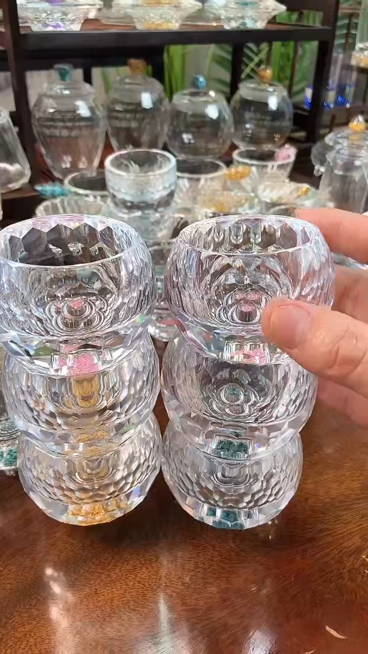 【闪购商品】玺宴水晶罗汉杯粉钻绿松石金箔颜色各2个