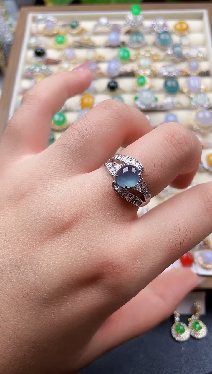 银S925镶嵌戒指翡翠203