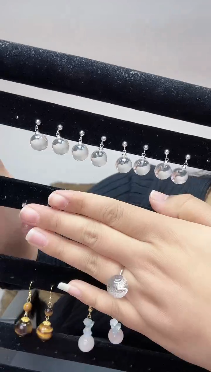 未镶嵌耳饰水晶天然白水一根针耳钉90