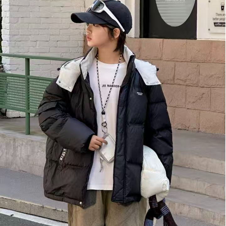 羽绒服拉链百搭假两件厚款短款秋冬童装5589