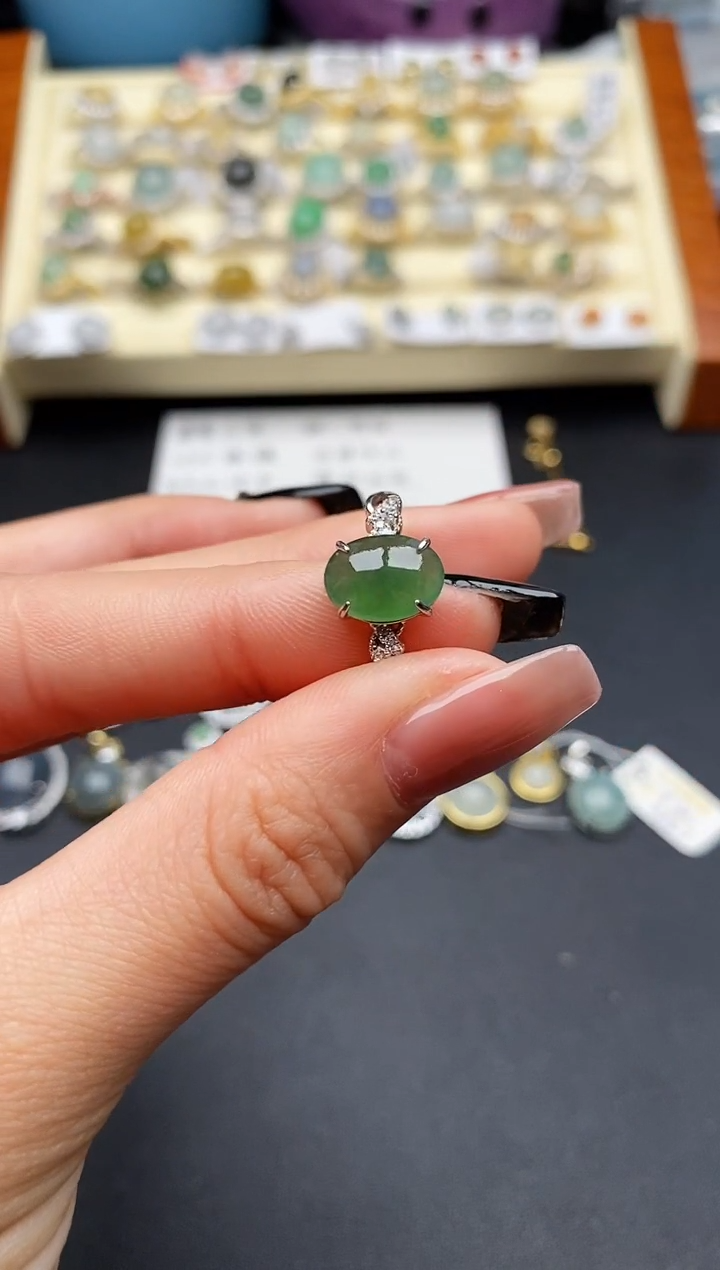翡翠银S925镶嵌戒指44444444+1