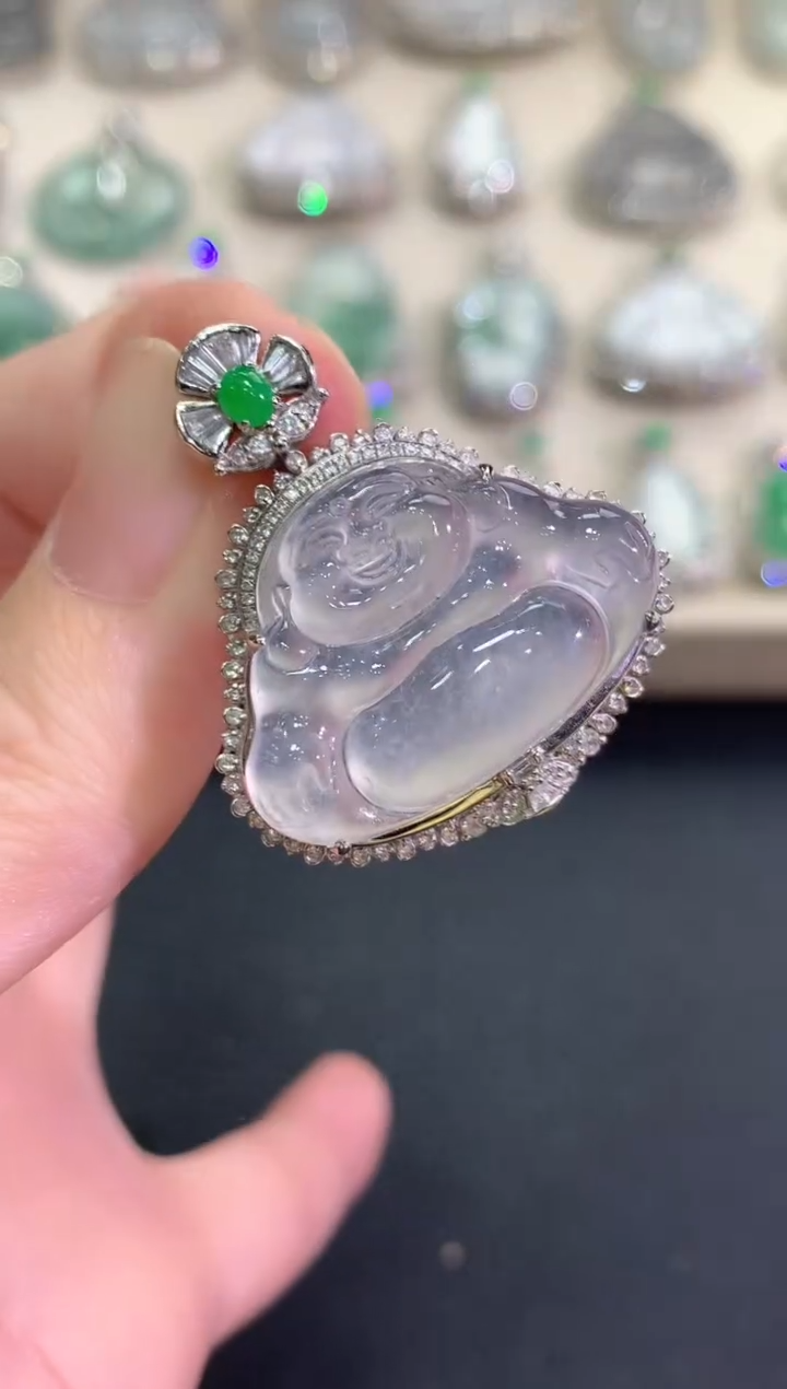 吊坠(不含链)18K金镶嵌翡翠冬日珠宝W102