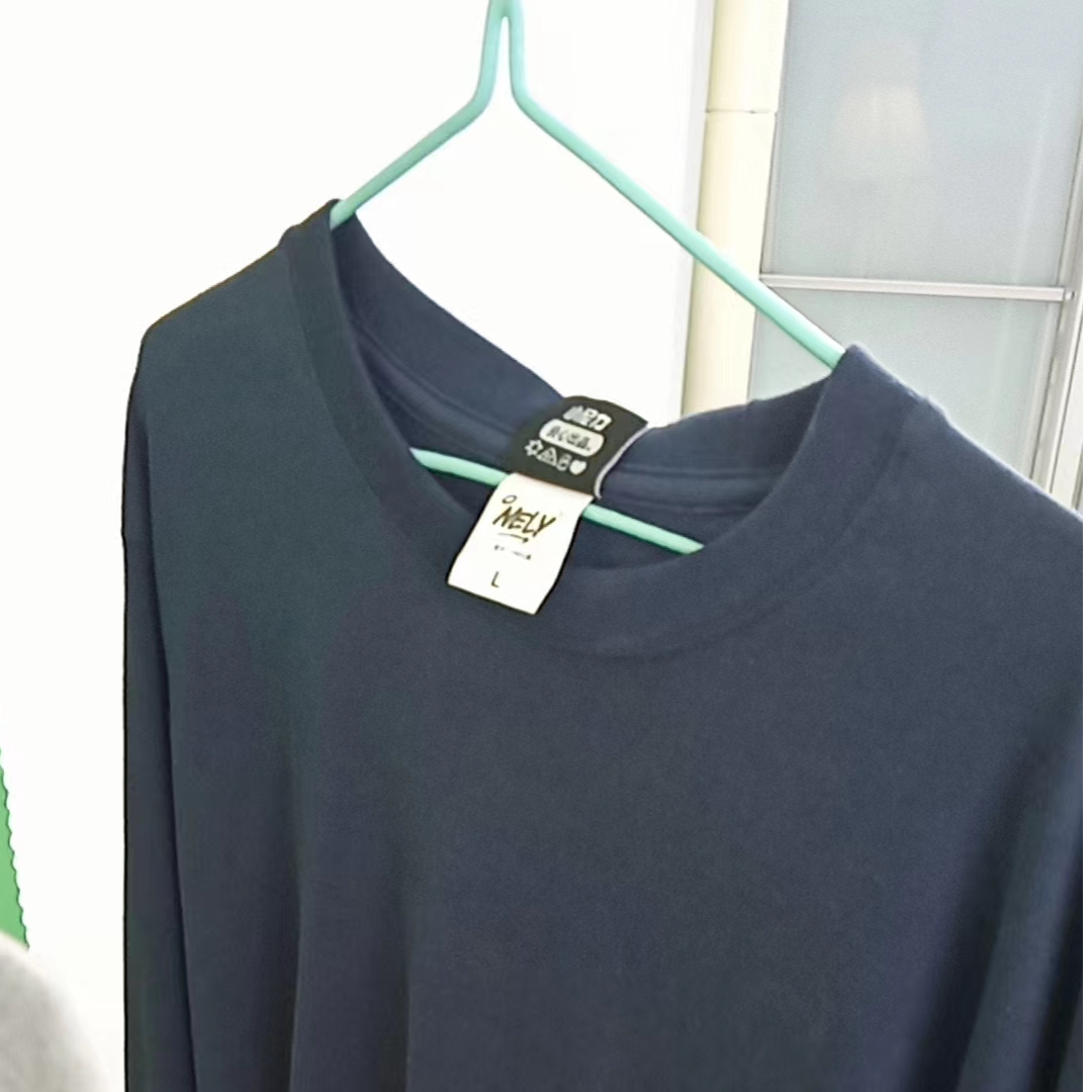 均码冬季百搭长袖上衣日式复古落肩袖时尚秋冬T恤