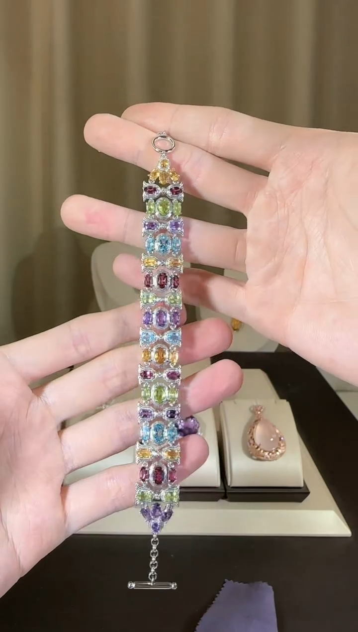 【闪购商品】水晶手链银S925镶嵌多彩宝石设计款