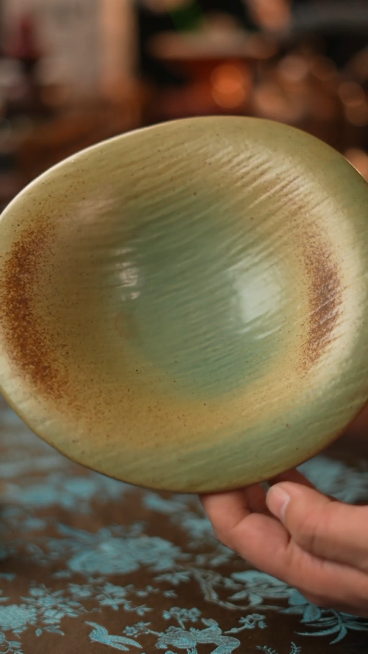 【闪购商品】粗陶荷叶盘果盘壶承