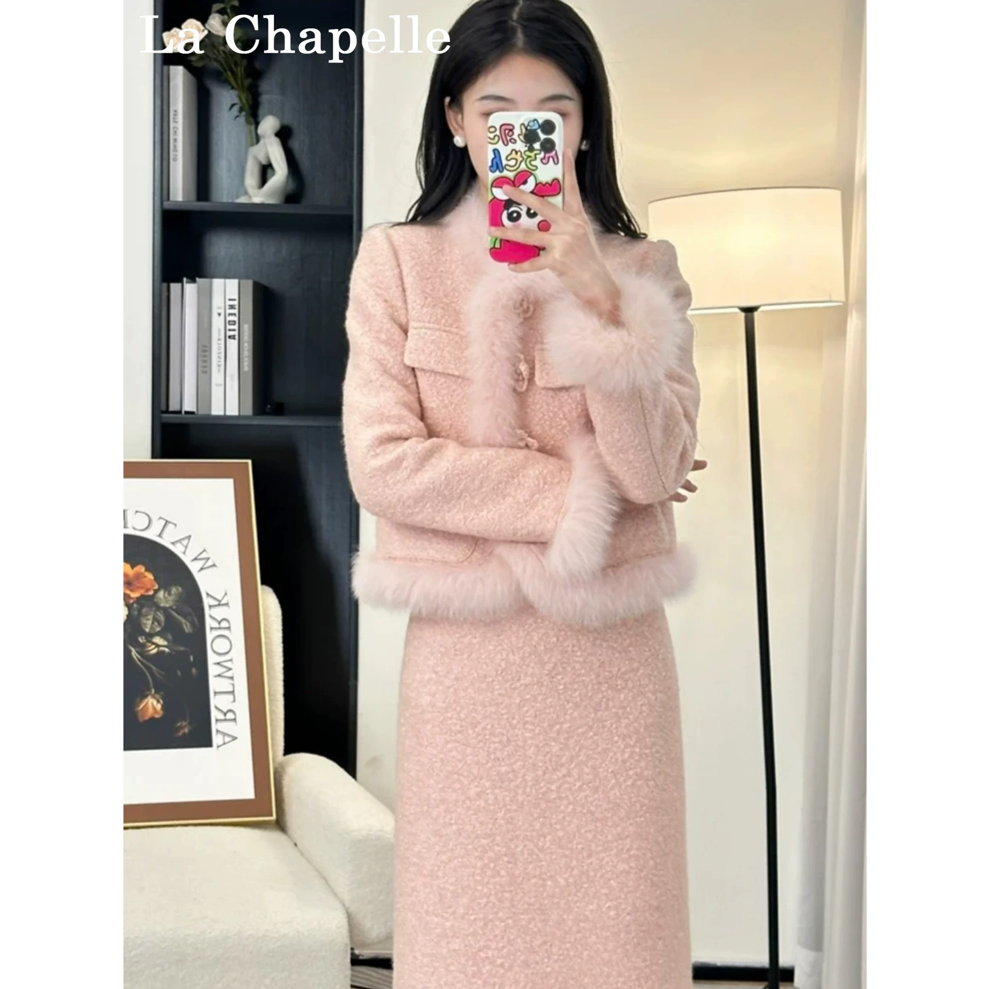 毛呢夹棉外套+半身裙两件套套装女气质名媛穿搭一整套冬裙A710307