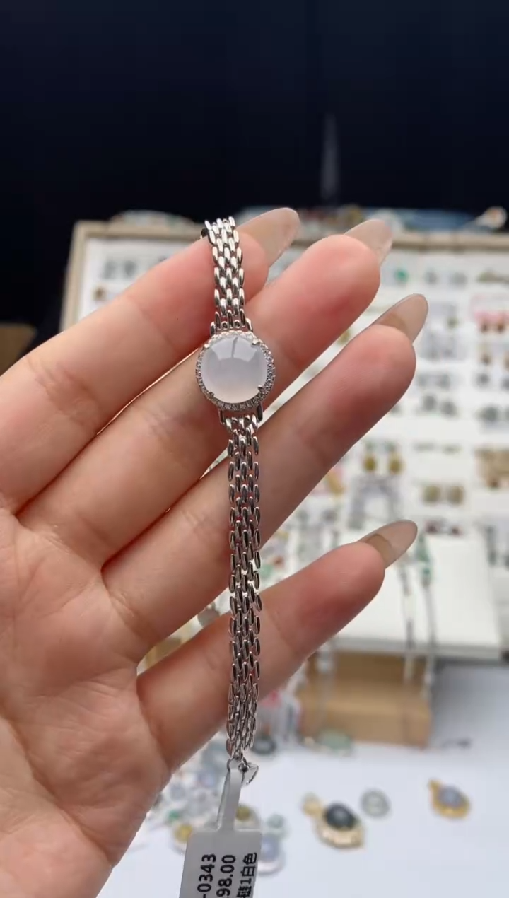 翡翠戒指银S925镶嵌天然A货翡翠