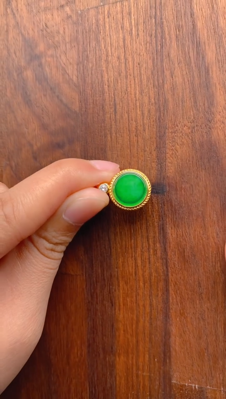 【闪购商品】翡翠吊坠(不含链)银S925镶嵌平安喜乐无事牌