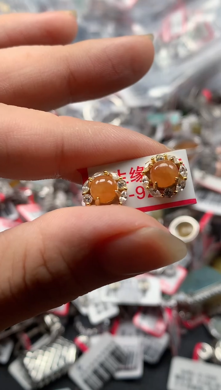 银S925镶嵌戒指翡翠天然A货缅甸翡翠