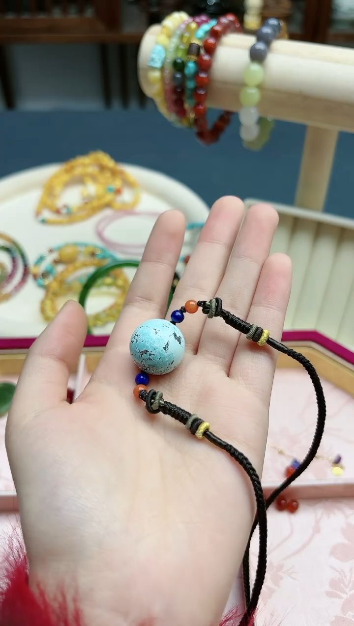 【闪购商品】绿松石吊坠未镶嵌松石圆珠吊坠*1 YX