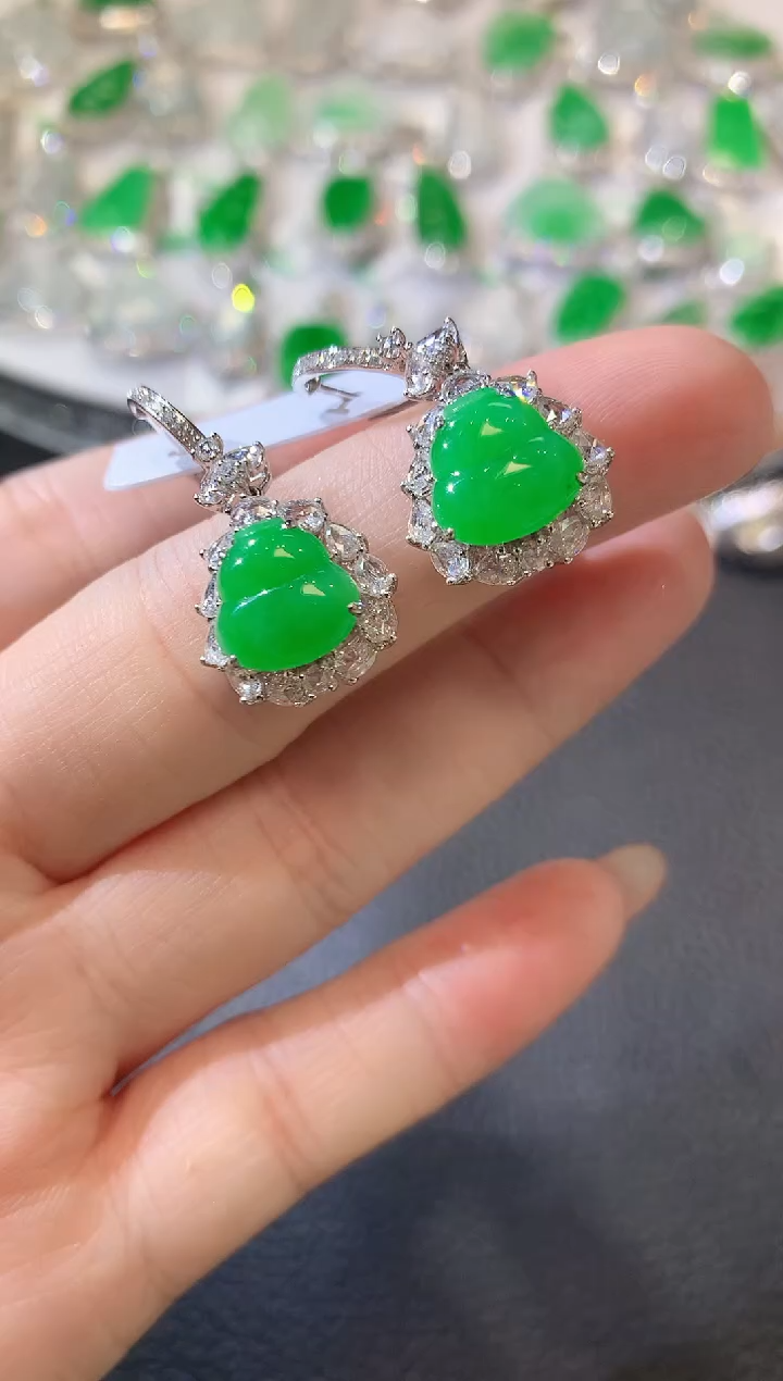 【闪购商品】翡翠耳饰18K金镶嵌A86 翡翠