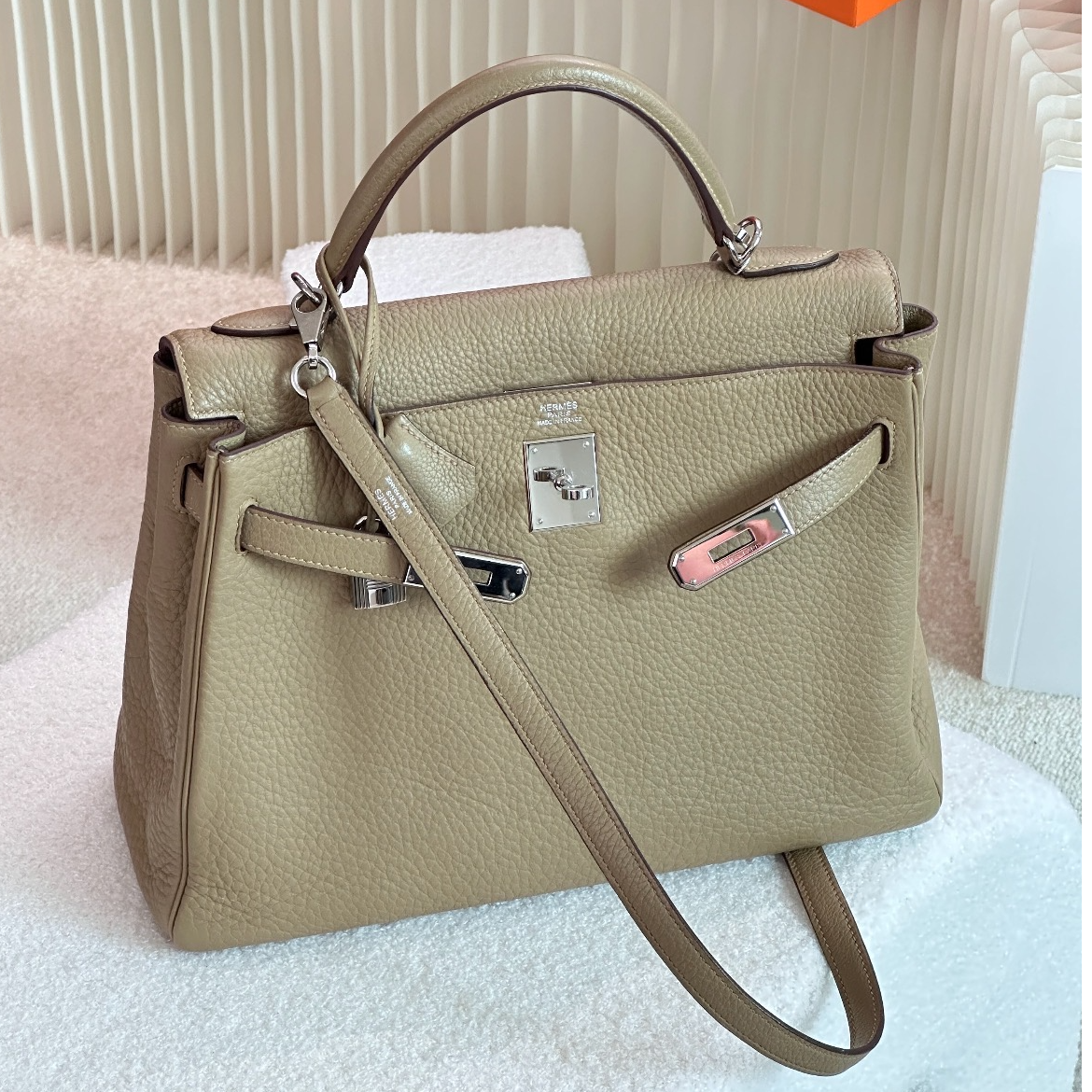 99新 Hermes/爱马仕 kelly32单肩包/斑鸠灰C刻/250915VRSYZ13
