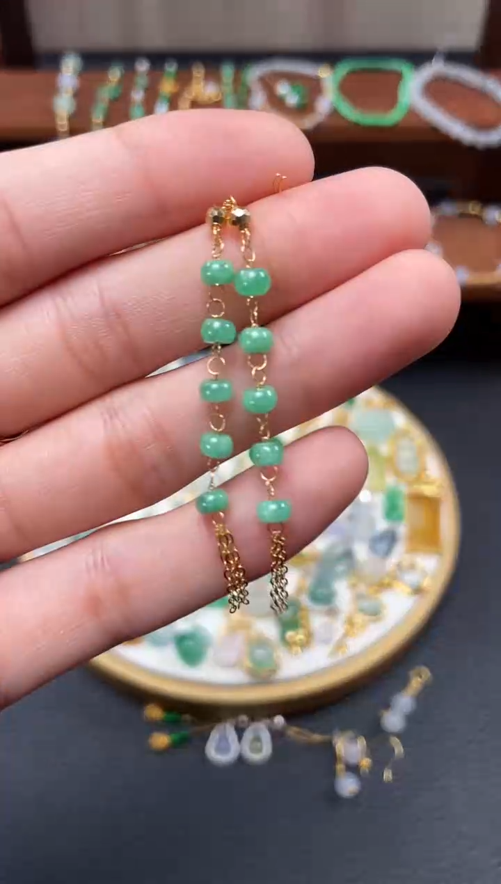 【闪购商品】翡翠耳饰18K金镶嵌2个   JK313