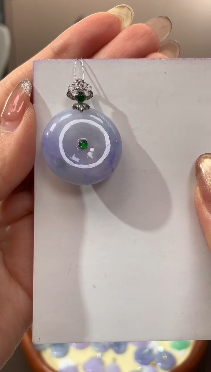 【闪购商品】翡翠颈饰18K金镶嵌天然缅甸a货翡翠