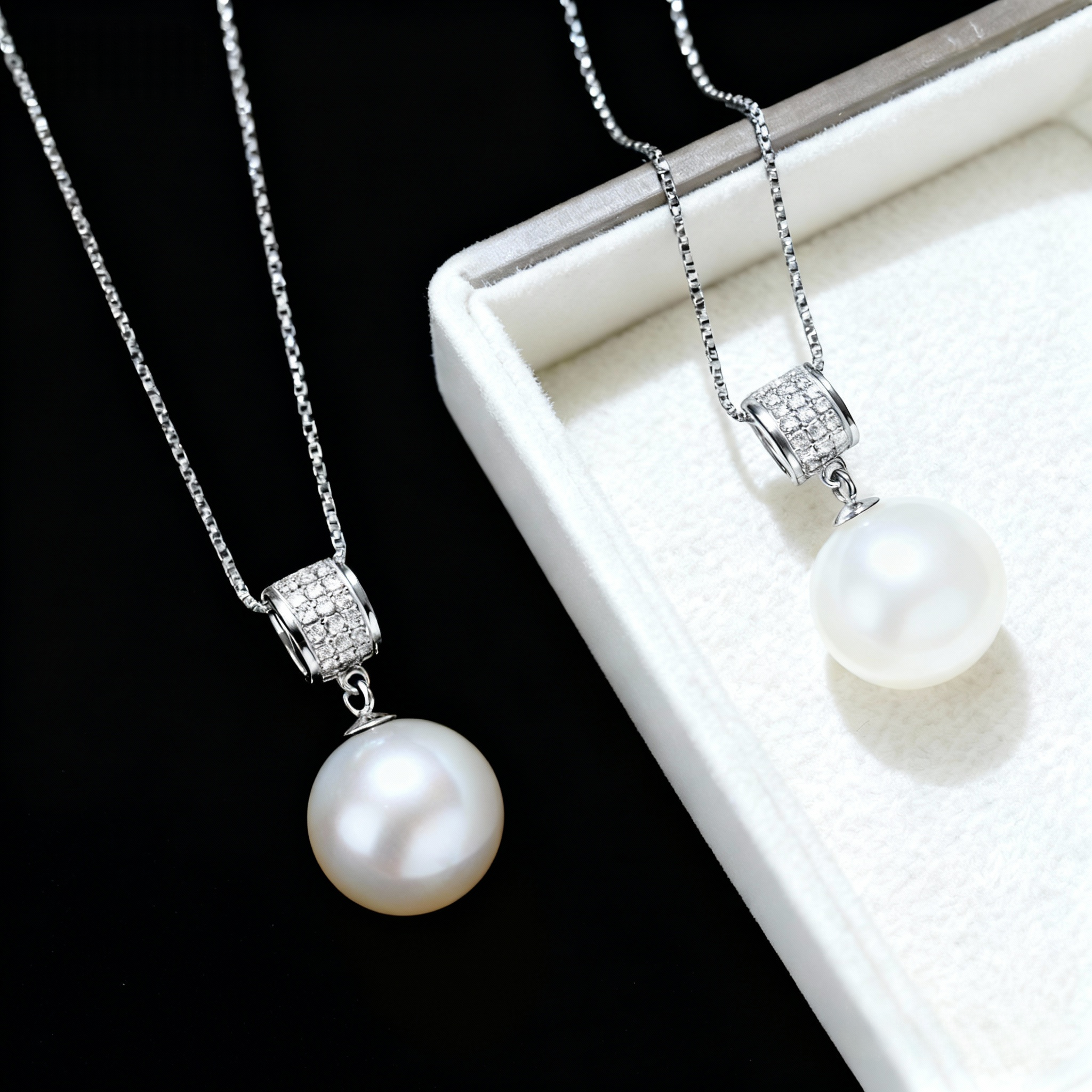 铜合金仿珍珠吊坠 14-15mm白色圆桶款施家贝珠项链吊坠DZB205