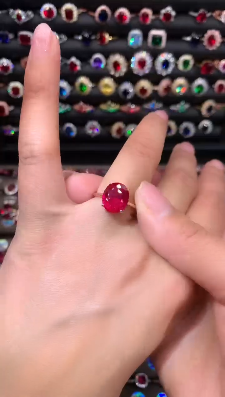 【闪购商品】红宝石戒指银S925镶嵌1012玫瑰金