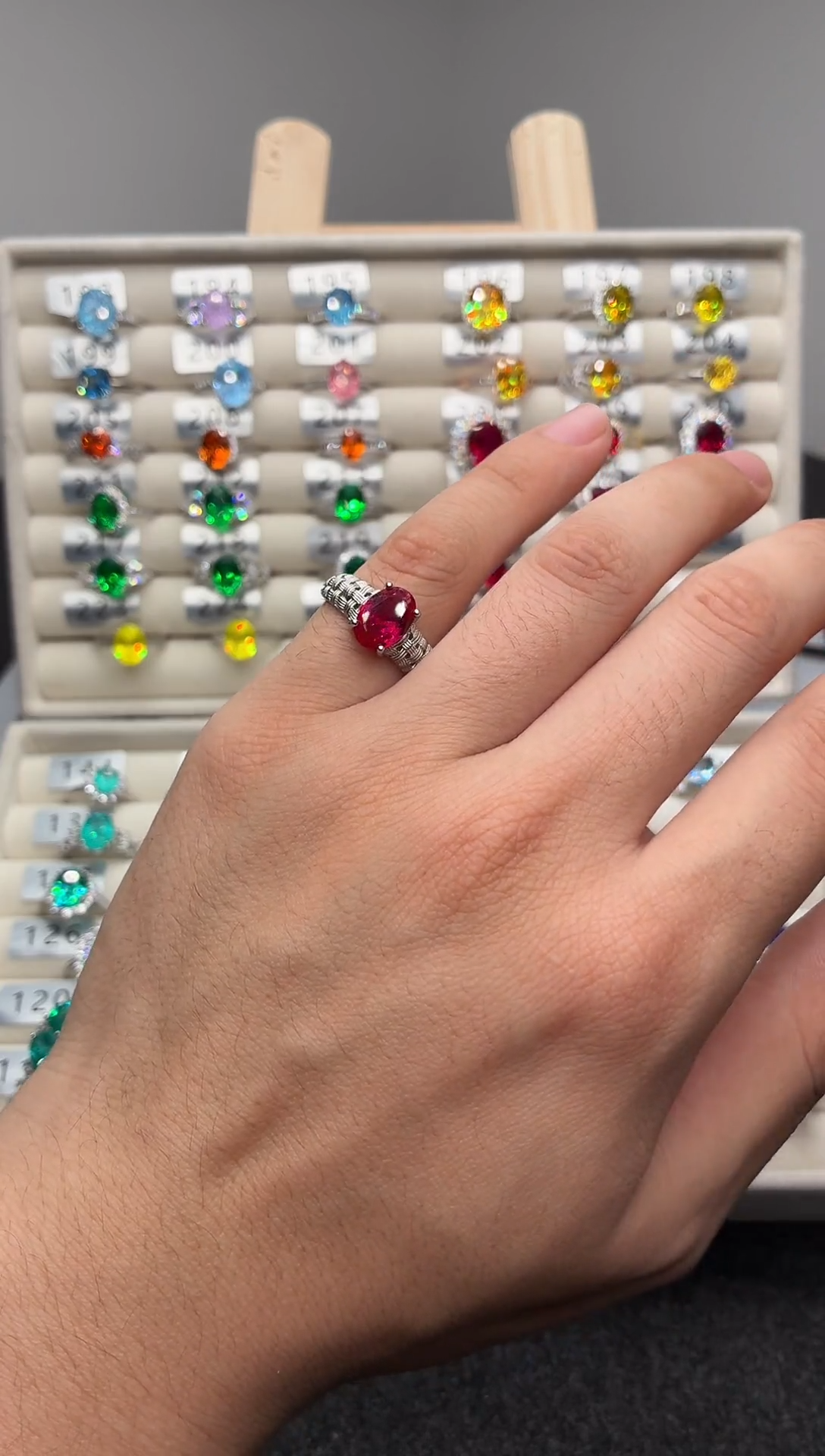 银S925镀金镶嵌戒指红宝石0000