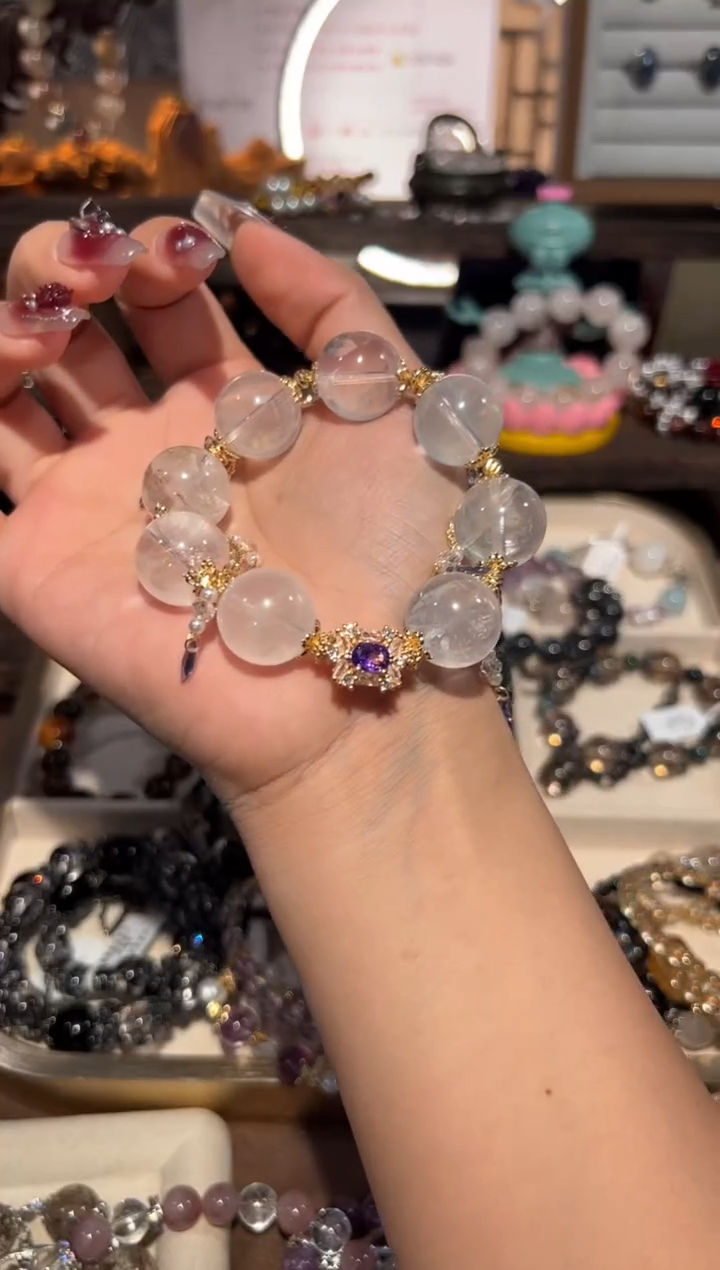 【闪购商品】水晶手链合金奶白晶