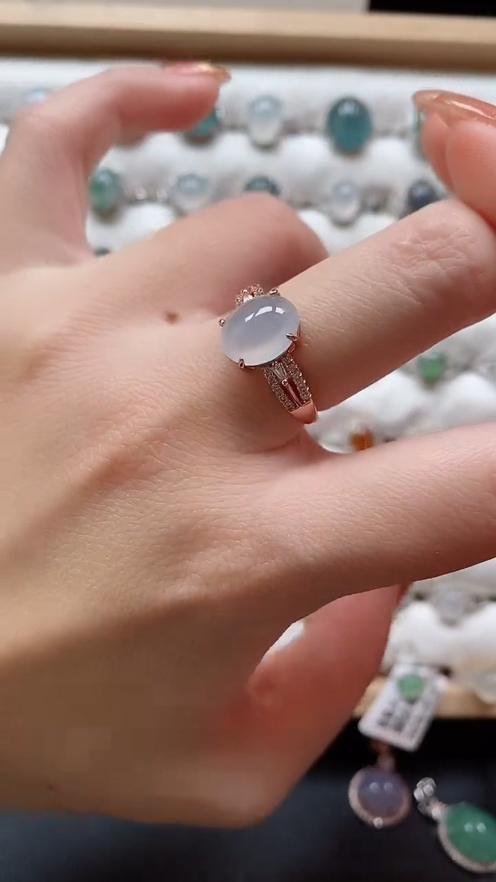 【闪购商品】翡翠戒指银S925镶嵌一物一证一礼盒