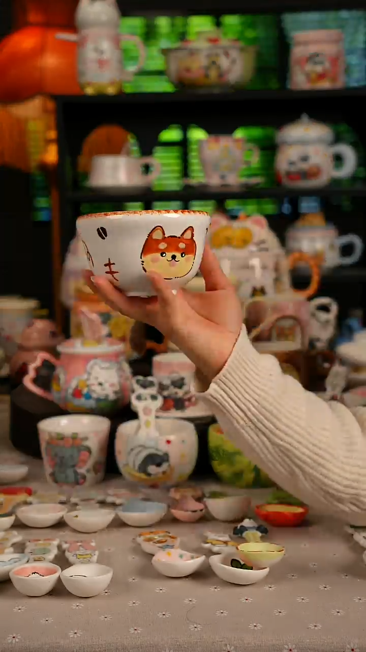 陶瓷无盖款景德镇高温釉下彩纯手绘创意瓷