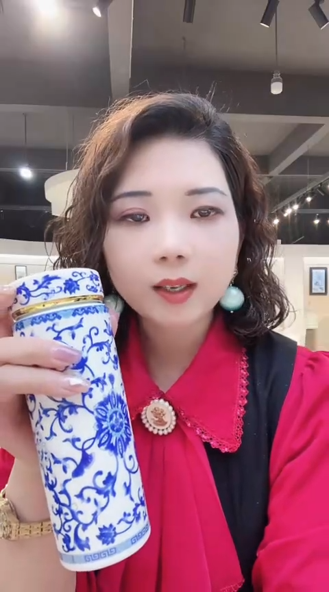 杯子陶瓷景德镇高端花纹陶瓷保温杯