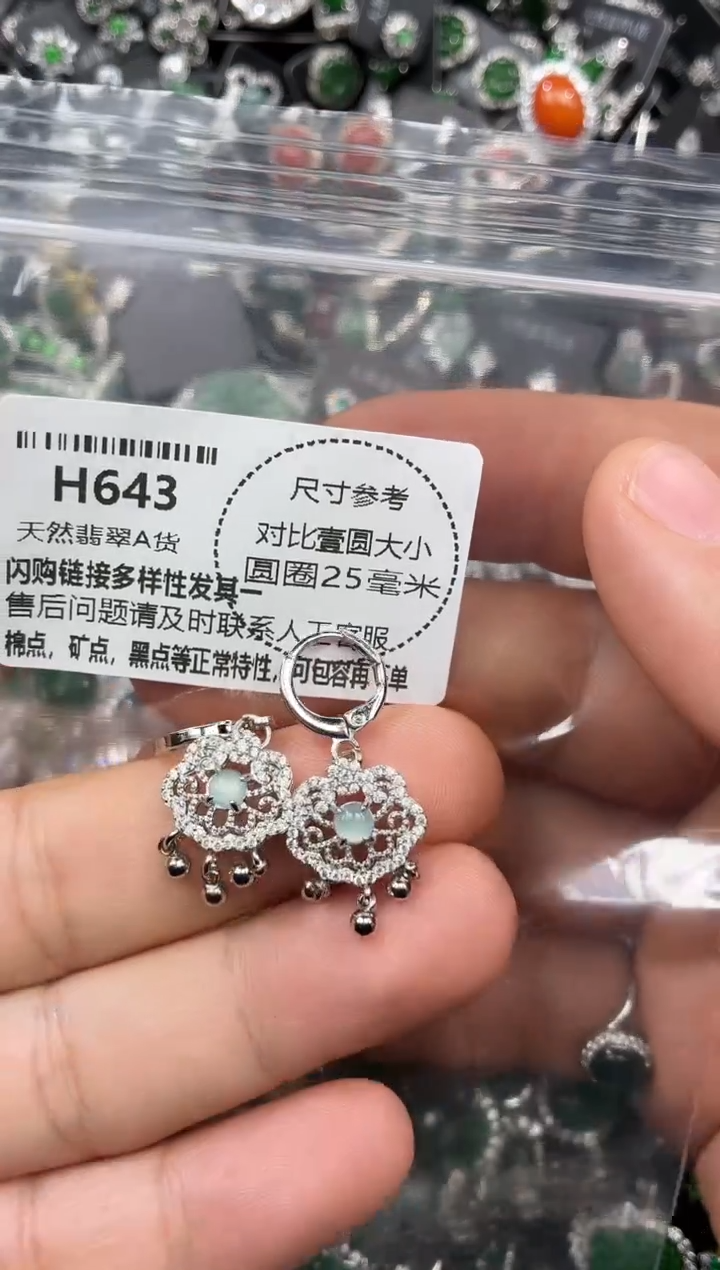 颈饰未镶嵌翡翠H643耳扣