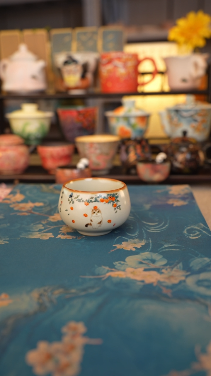 【闪购商品】福利品 事事喵罗汉杯 带开片不是裂纹