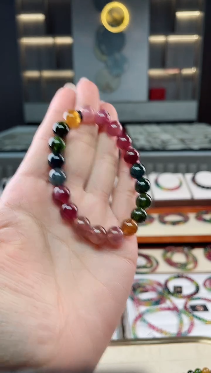 未镶嵌老矿碧玺单圈手串9mm+碧玺（多样性发一条）T