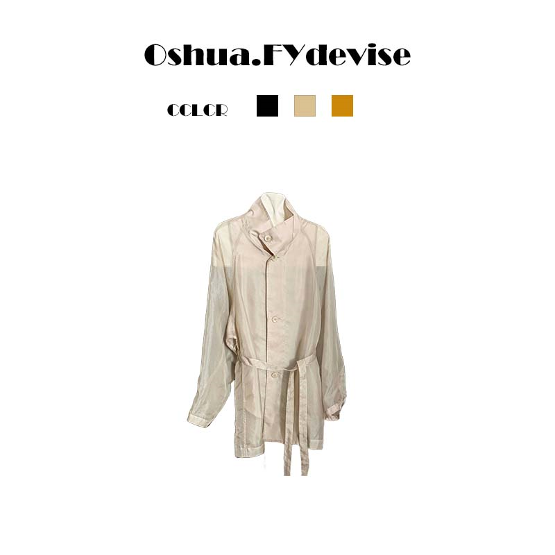 定制桑蚕丝欧根纱廓形时尚外套风衣