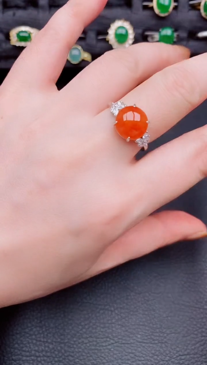 【闪购商品】翡翠戒指银S925镶嵌天然A货翡翠163