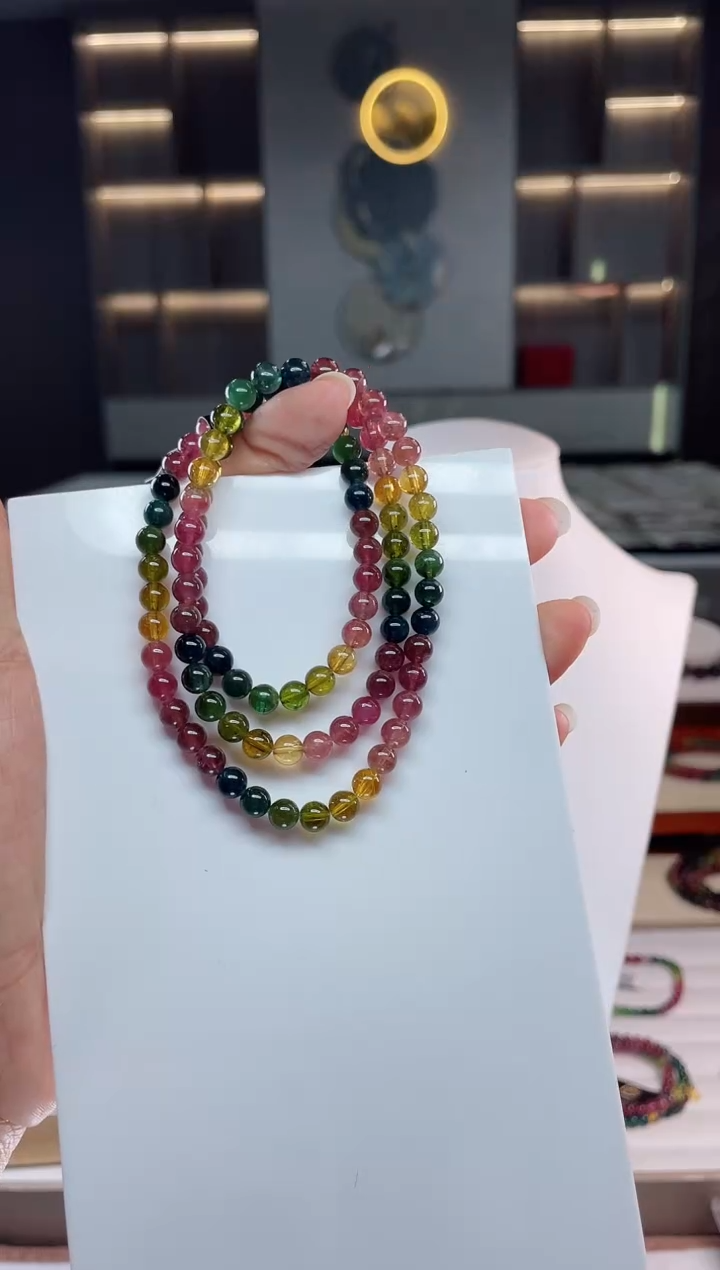 未镶嵌老矿碧玺三圈手串5mm+碧玺（多样性发一条）Q