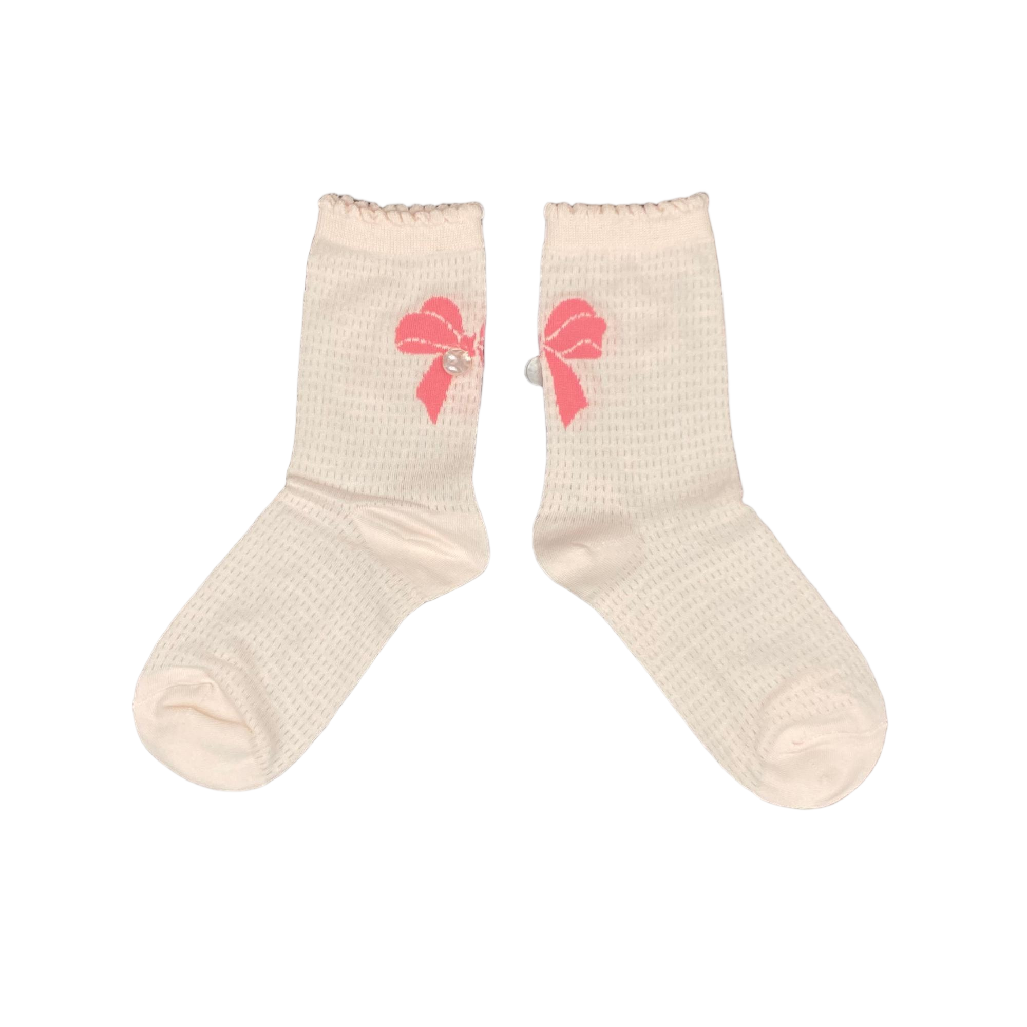 Child'sview高品质后跟纽扣蝴蝶结袜子简约薄款女生夏镂空堆堆袜