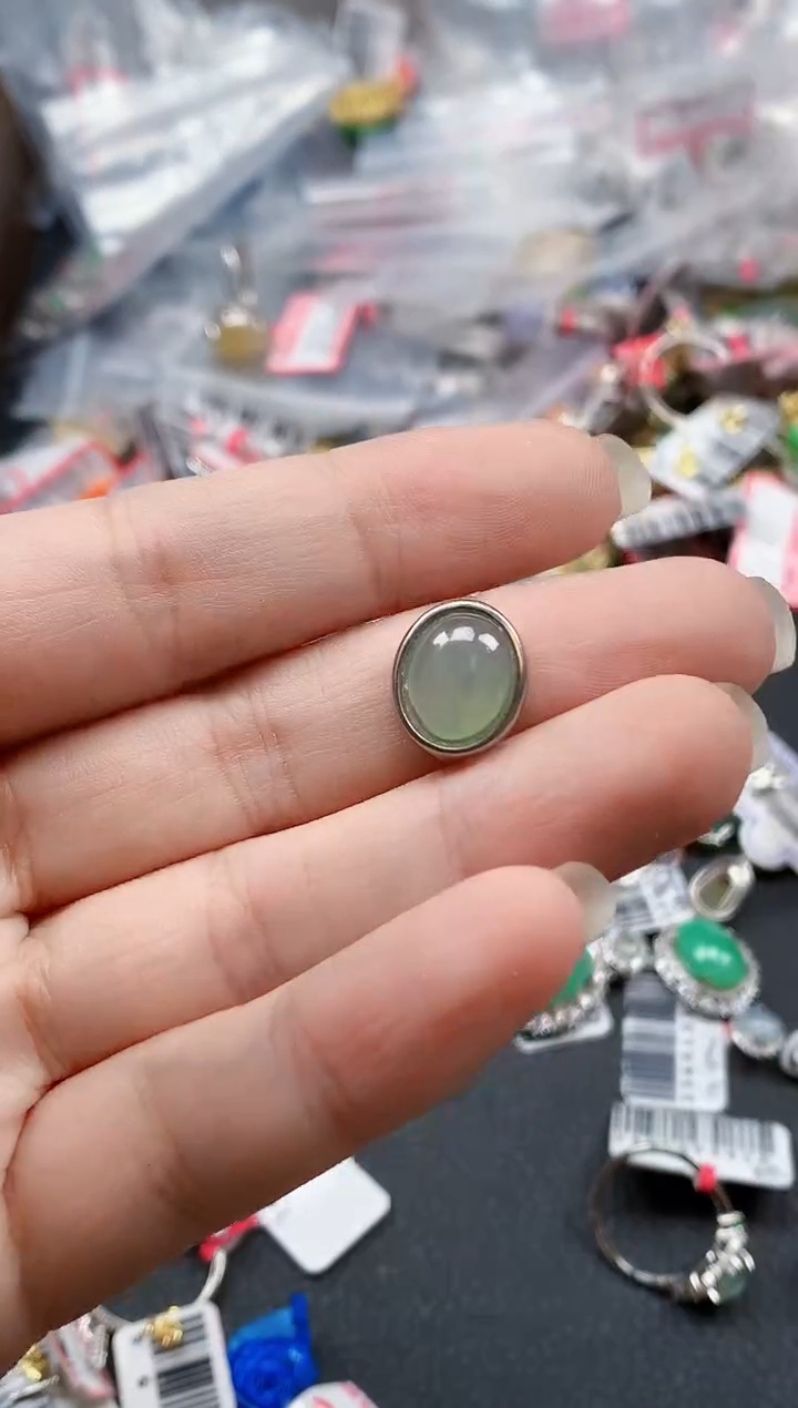 银S925镶嵌戒指翡翠天然A货缅甸翡翠
