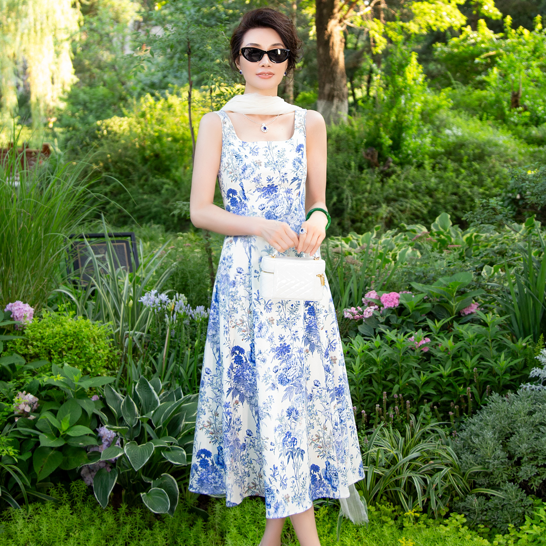 EDFNOT/杨红霞汝意MSZZ青花瓷大摆连衣裙52213