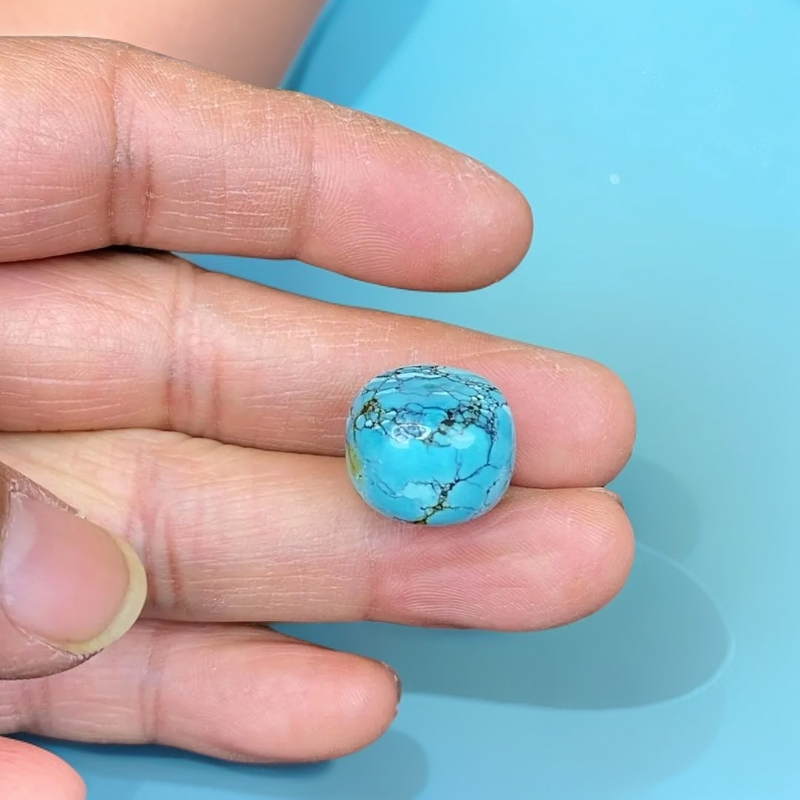 湖北十堰天然原矿绿松石玻璃瓷16加墩子