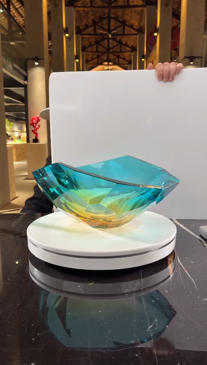 摆件0301028-4蓝金魅影水晶琉璃果盘