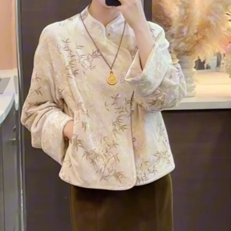 【竹韵】上衣圆领长袖落肩袖洋气秋季