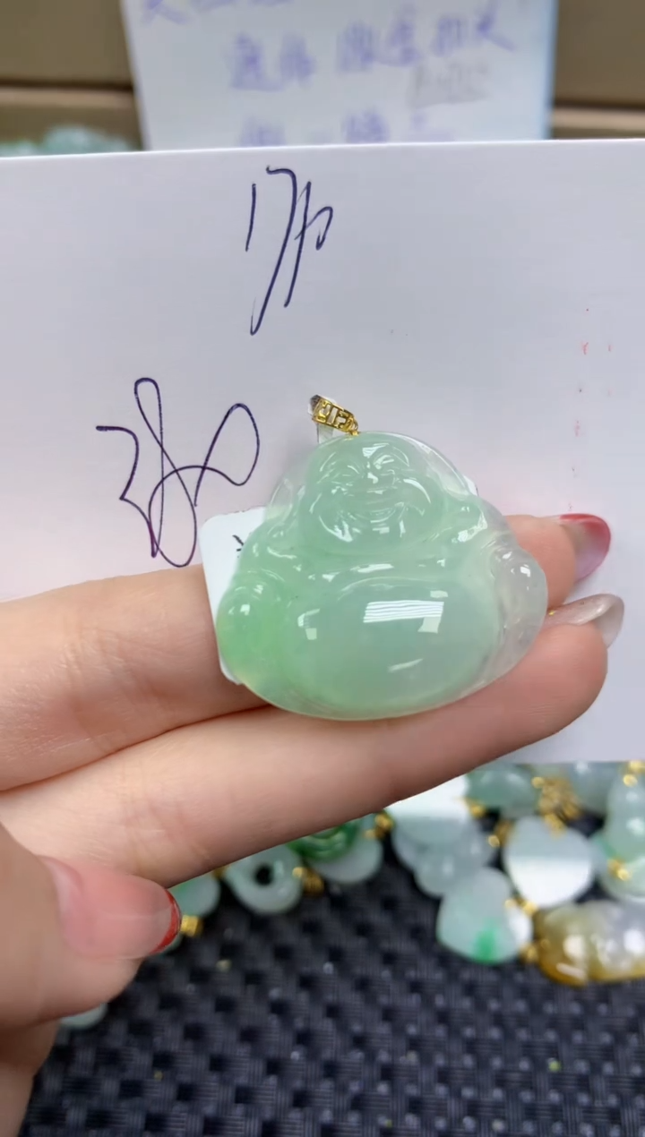 【闪购商品】翡翠颈饰18K金镶嵌天然缅甸A货翡翠