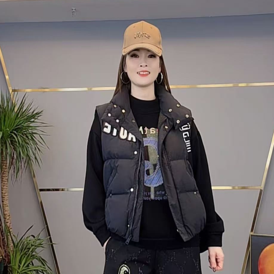 shishu/拾束冬款时尚女装立领重工刺绣百搭休闲女夹棉马甲AJ3288