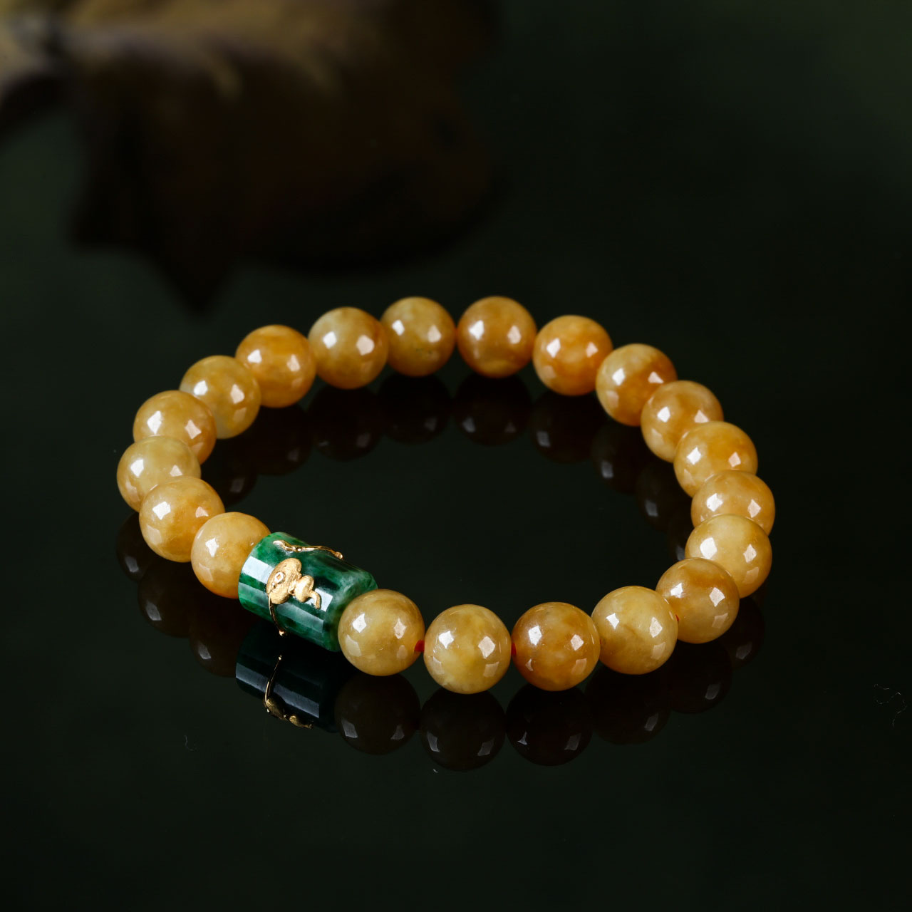 【意婵】《和光翠》“本场必拍”18k金天然缅A冰黄翡翠单圈手链-916738