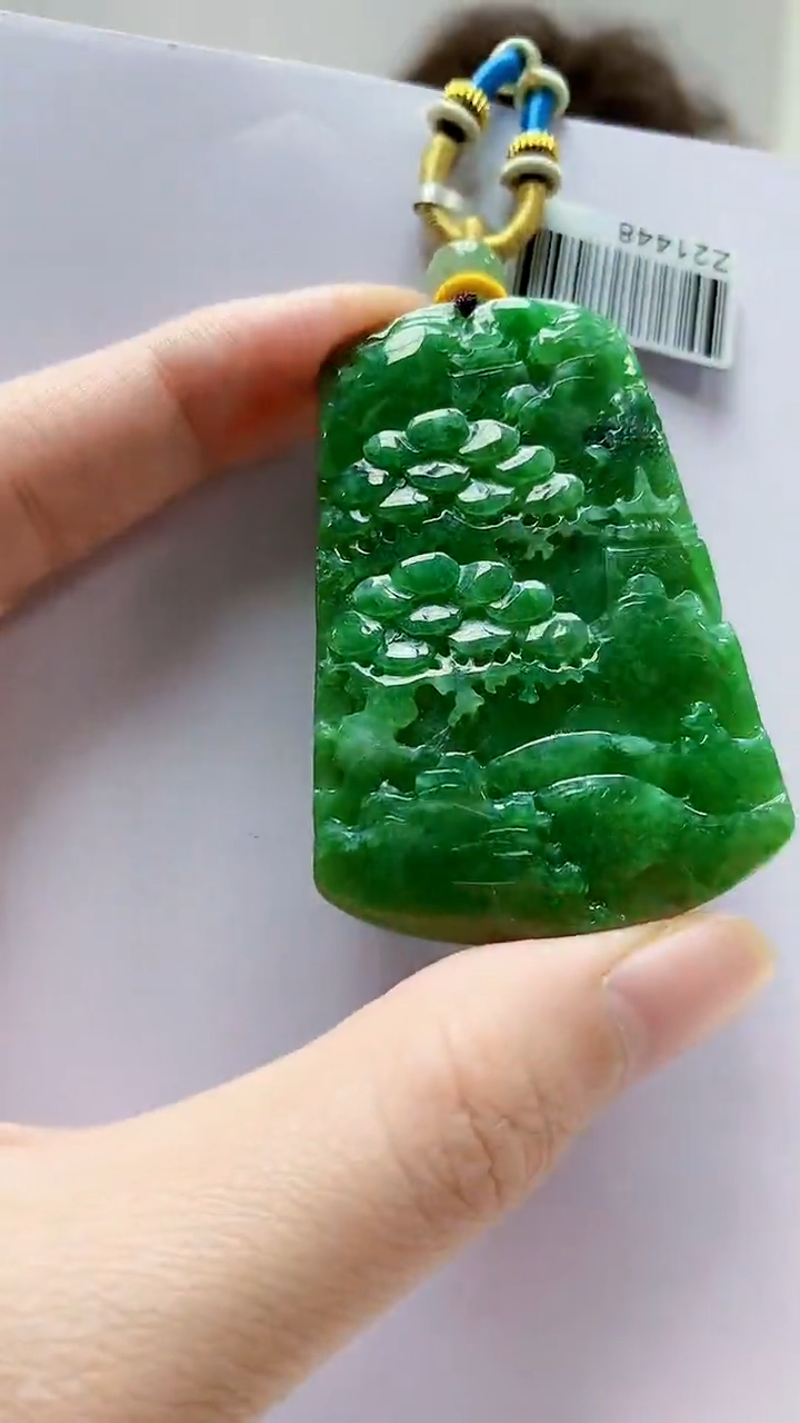 未镶嵌定制翡翠4688zm-毛货挂件43山水