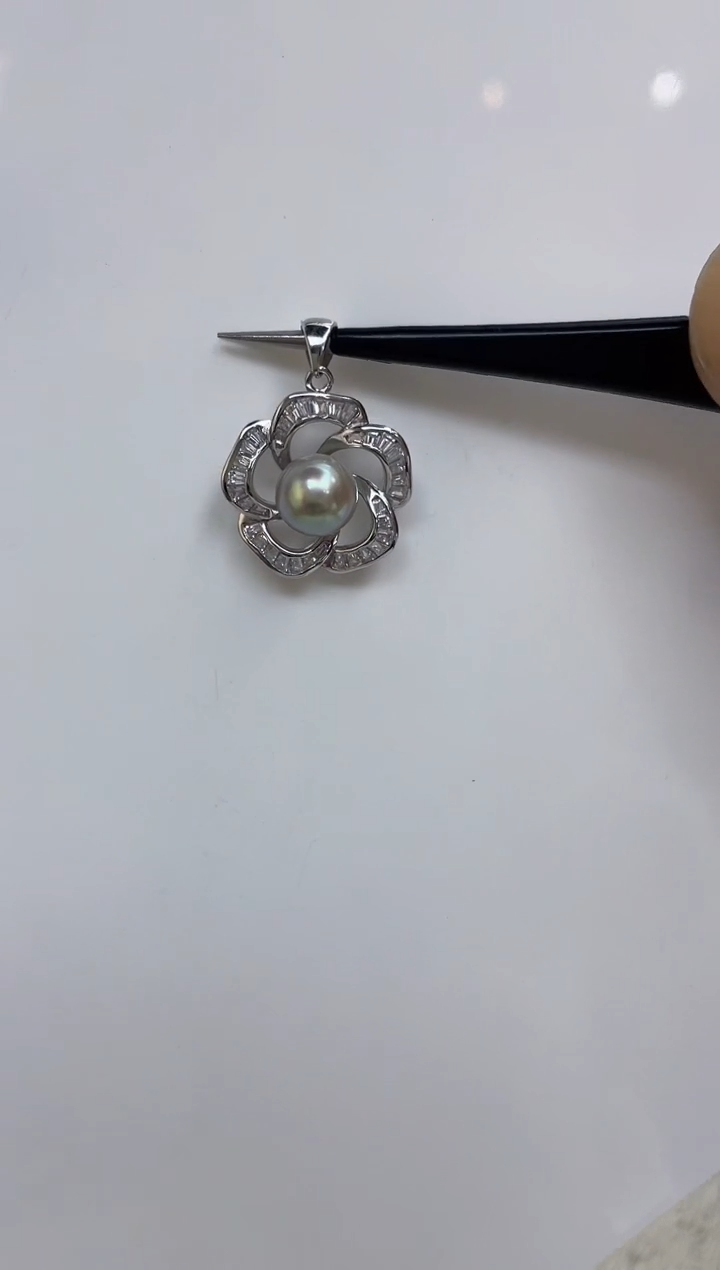 海水珍珠银S925镶嵌颈饰  