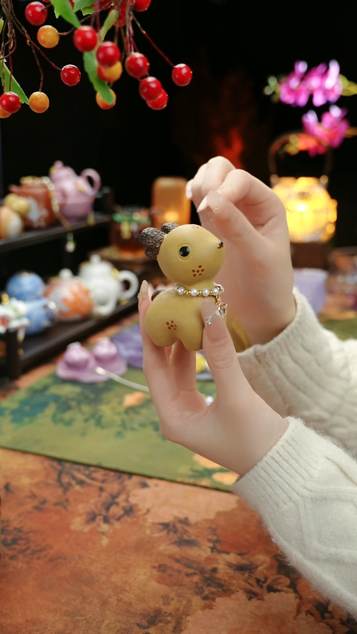 【闪购商品】一鹿有你紫砂茶宠摆件+链子