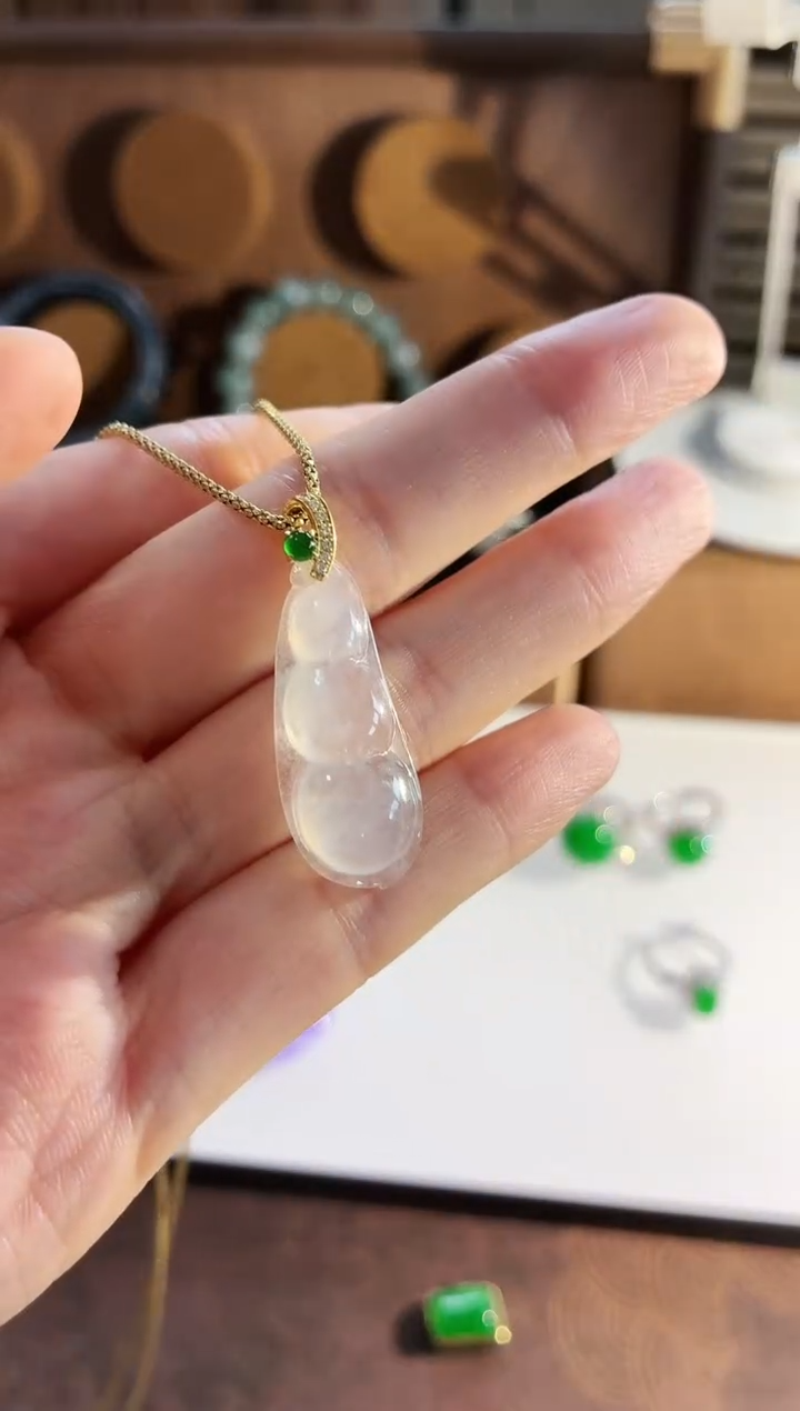 吊坠(不含链)18K金镶嵌翡翠吊坠