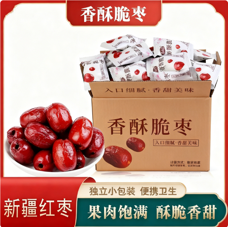 【粉丝福利】40包香酥脆枣 无核酥脆营养独立包装即食新疆红枣特产