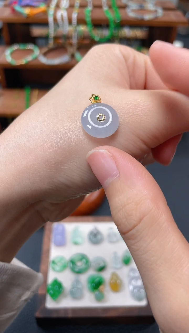 【闪购商品】翡翠吊坠(不含链)18K金镶嵌一个  JK288